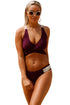 Sexy Wine Red Crisscross Crochet Back Bikini Set